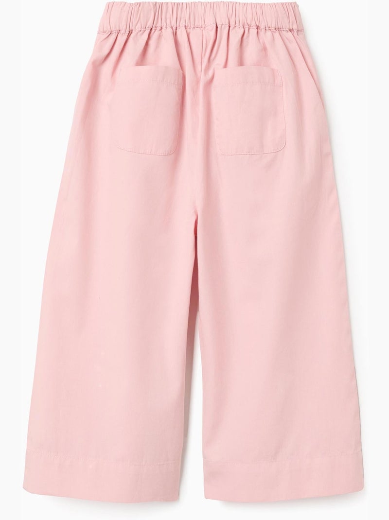 Pantalon large en popeline à plis Rose clair - Kiabi