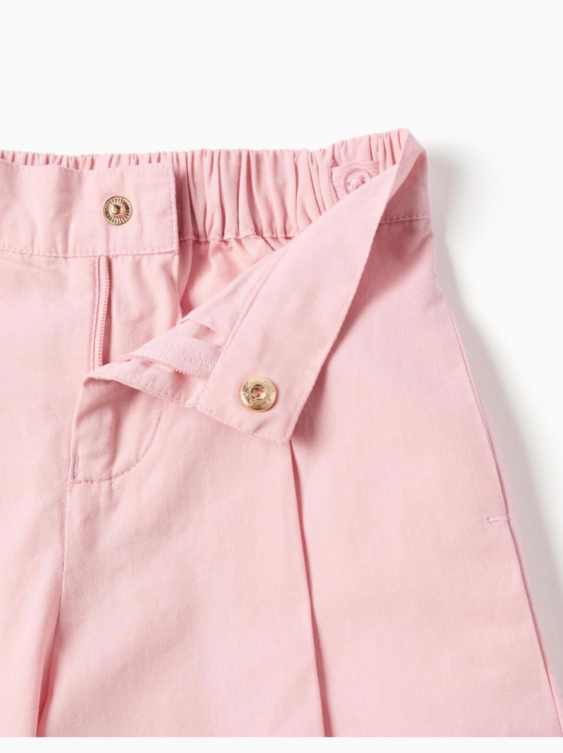 Pantalon large en popeline à plis Rose clair - Kiabi