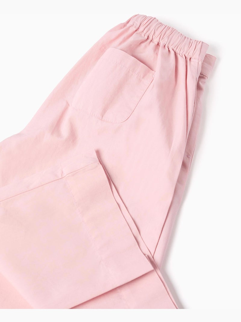 Pantalon large en popeline à plis Rose clair - Kiabi