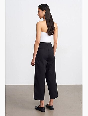 Pantalon large en popeline de coton, taille haute dilvin