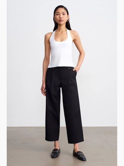Pantalon large en popeline de coton, taille haute dilvin - Kiabi