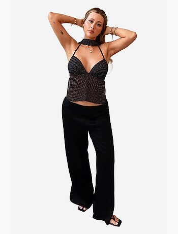 Pantalon large en satin hiccup