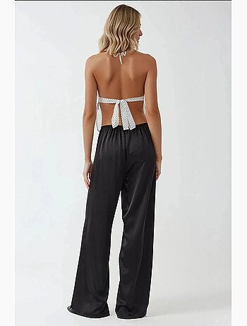 Pantalon large en satin hiccup