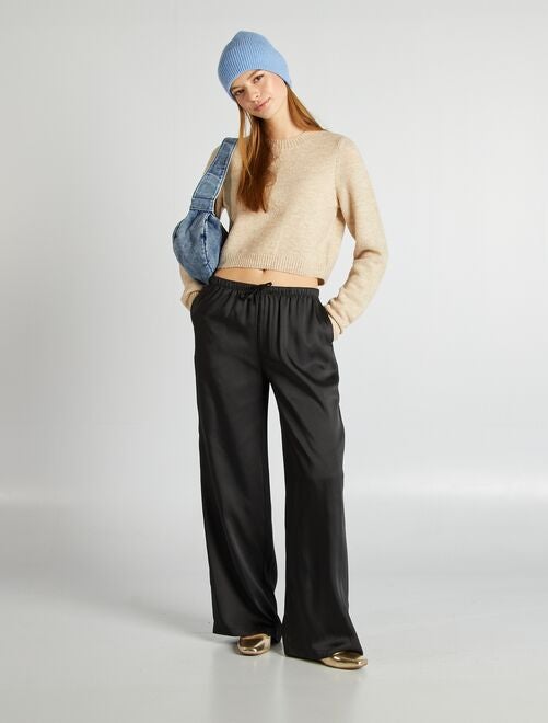 Pantalon large en satin - Kiabi