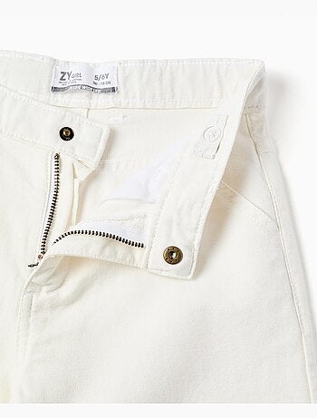 Pantalon large en sergé avec broderie anglaise