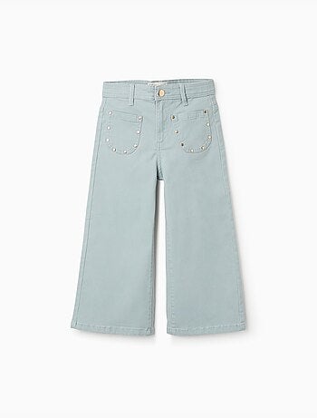 Pantalon large en sergé avec clous décoratifs