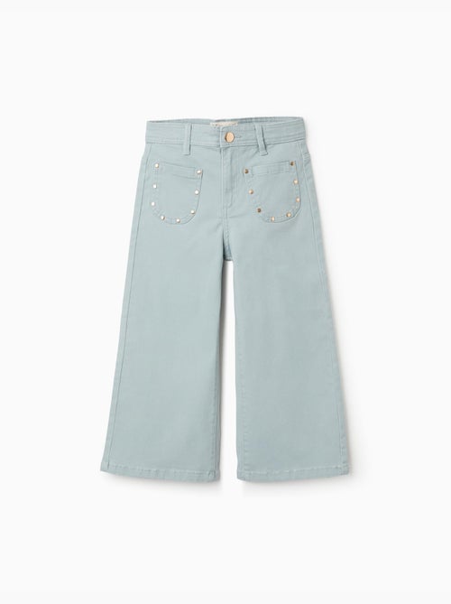 Pantalon large en sergé avec clous décoratifs - Kiabi
