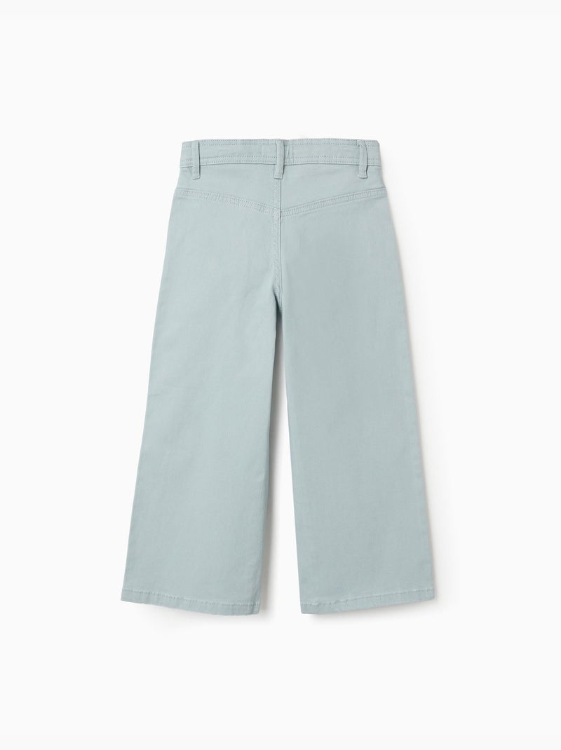 Pantalon large en sergé avec clous décoratifs Vert clair - Kiabi