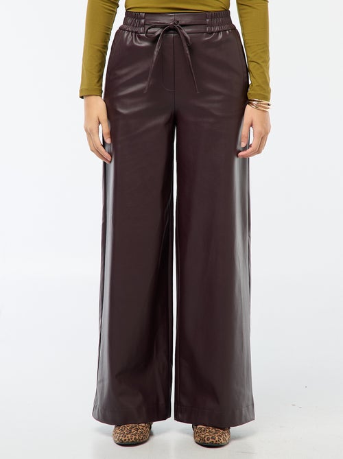 Pantalon large en simili lisse - Kiabi