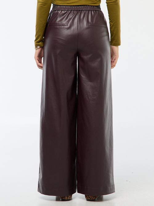 Pantalon large en simili lisse - Kiabi