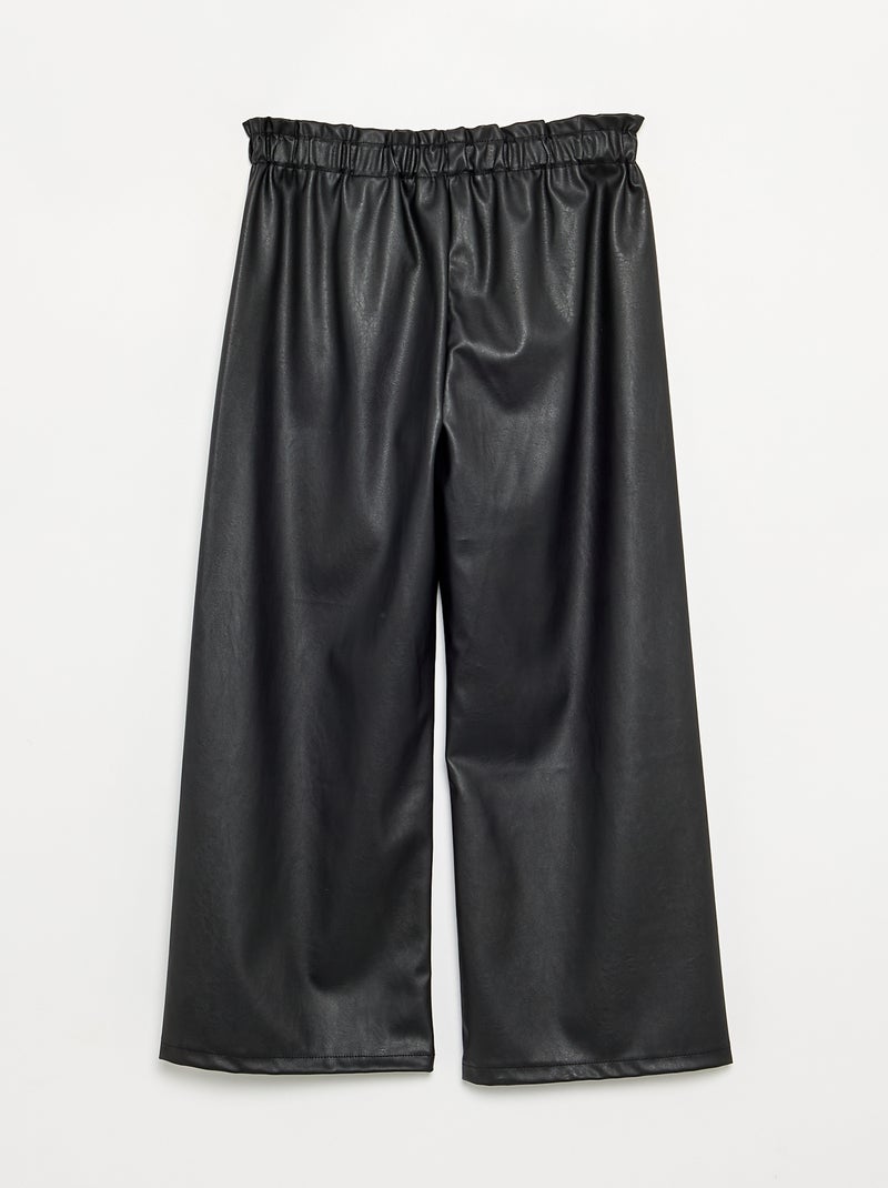 Pantalon large en simili Noir - Kiabi