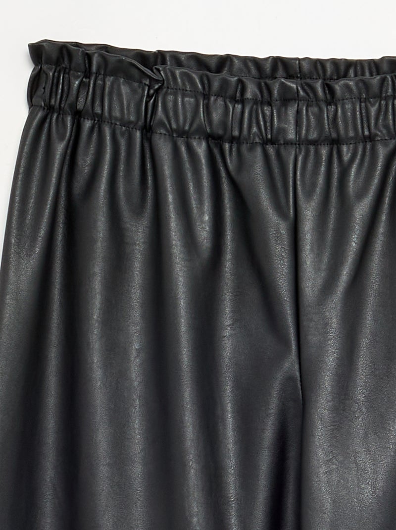 Pantalon large en simili Noir - Kiabi