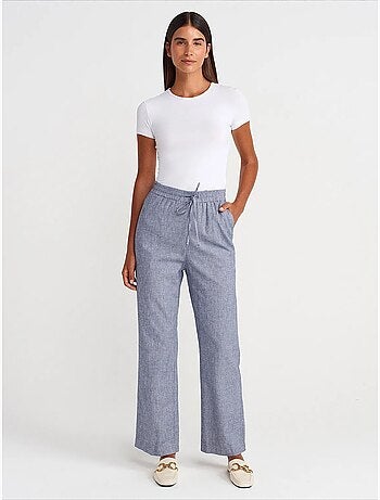 DILVIN Pantalon Large En Tencel À Taille Coulissée