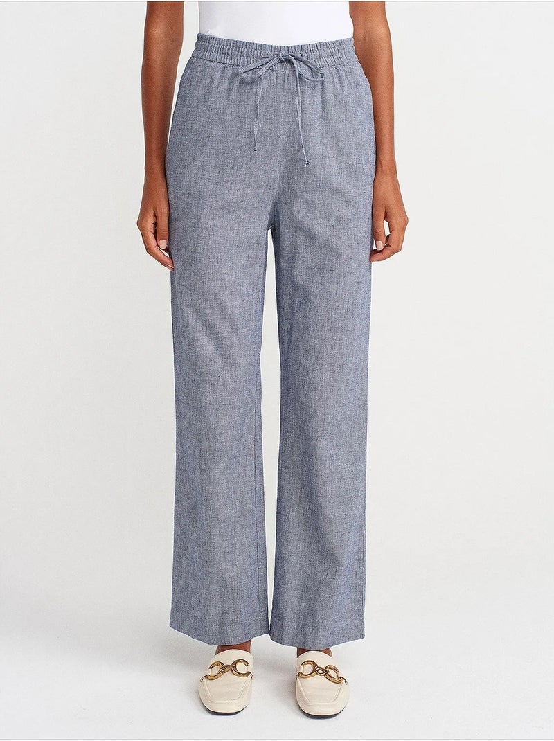 Pantalon large en tencel à taille coulissée dilvin Bleu saphir - Kiabi