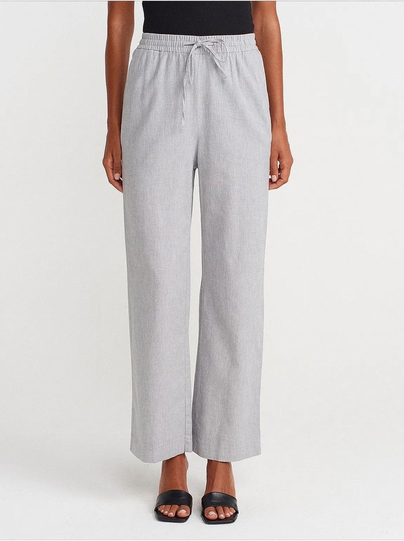 Pantalon large en tencel à taille coulissée dilvin Gris clair - Kiabi