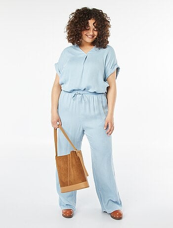 Pantalon large en tencel avec taille élastiquée