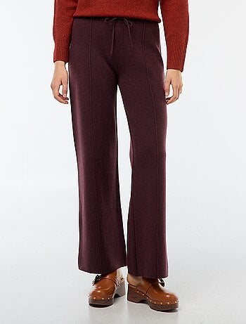Pantalon large en tricot ottoman