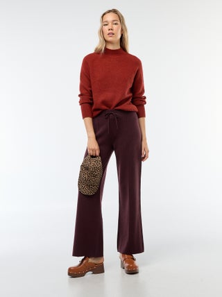 Pantalon large en tricot ottoman