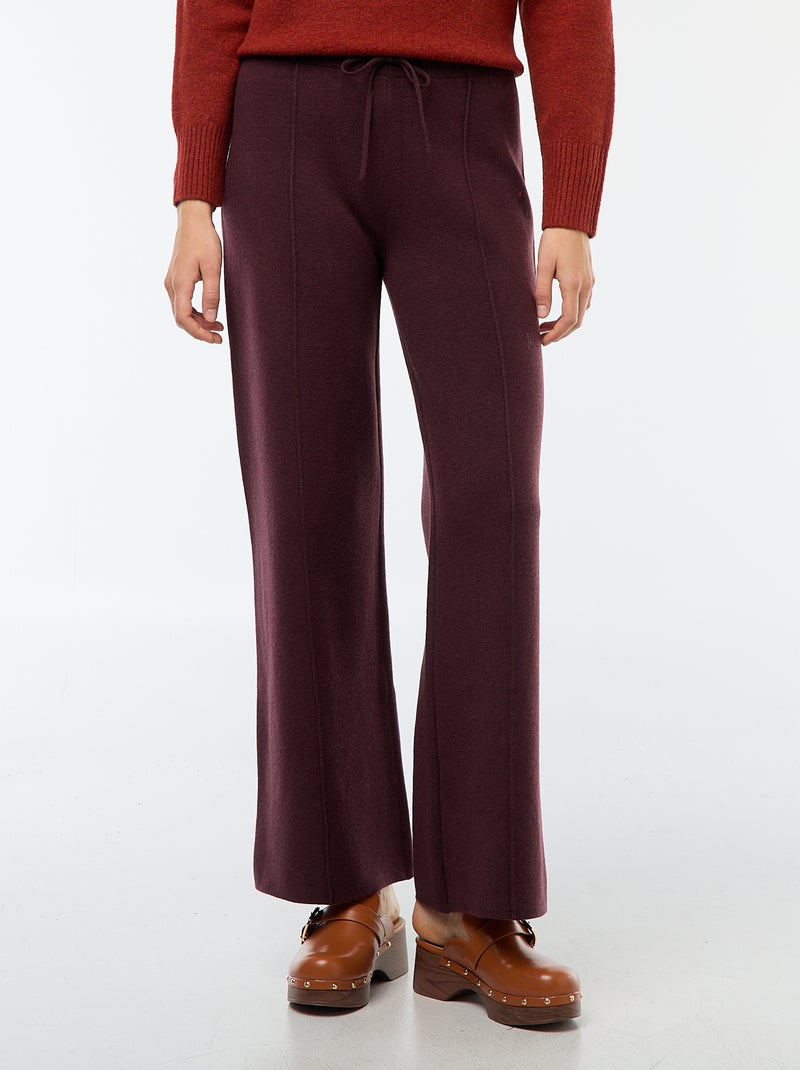 Pantalon large en tricot ottoman Prune - Kiabi
