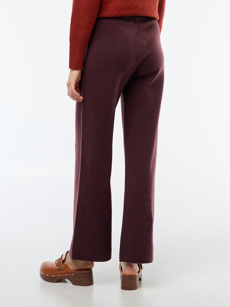 Pantalon large en tricot ottoman Prune - Kiabi