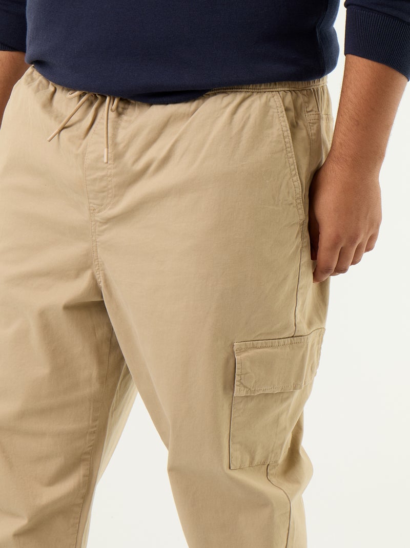Pantalon large en twill Beige - Kiabi
