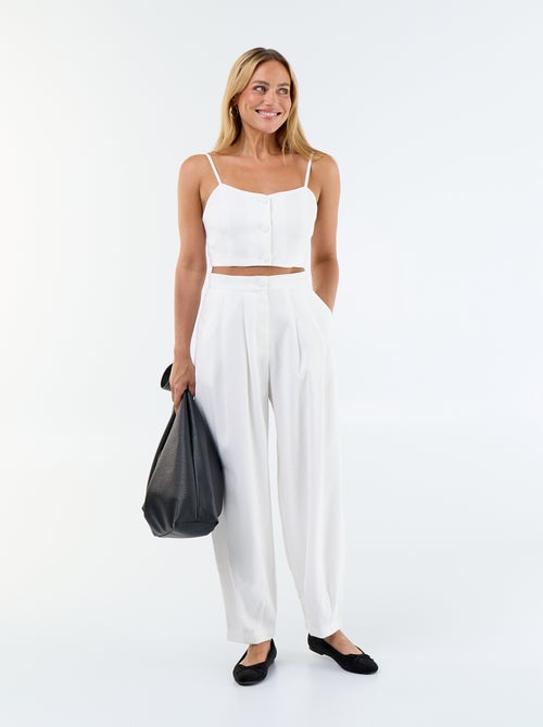 Pantalon large en twill femme - Kiabi