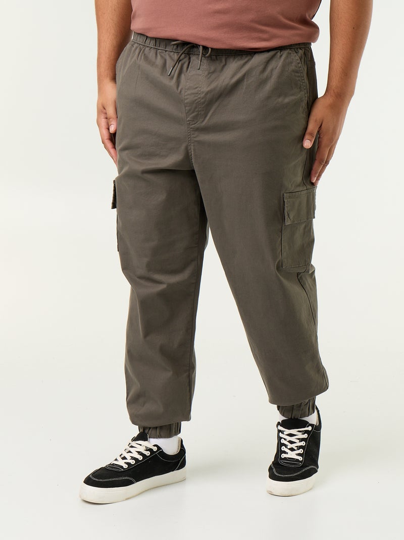 Pantalon large en twill Kaki - Kiabi