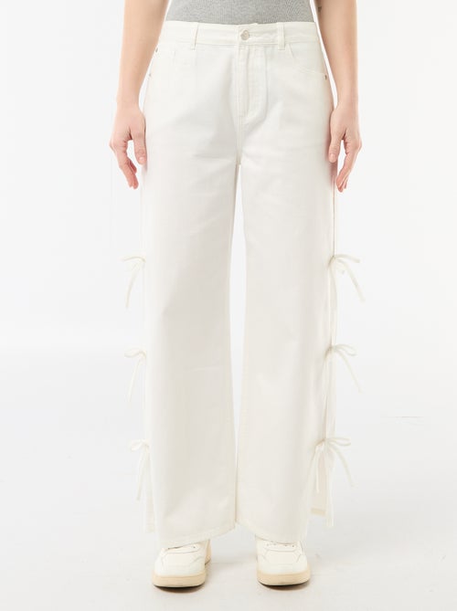 Pantalon large en twill pour femme - Kiabi