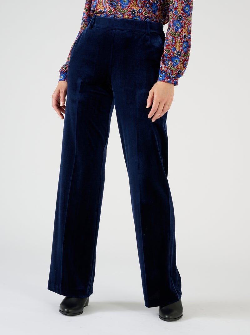 Pantalon large en velours - Damart Bleu marine - Kiabi