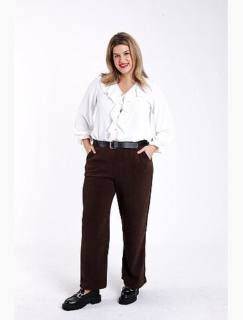 Pantalon large en velours côtelé avec ceinture