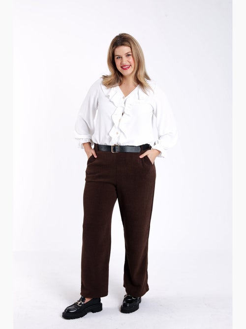 Pantalon large en velours côtelé avec ceinture PAPRIKA - Kiabi