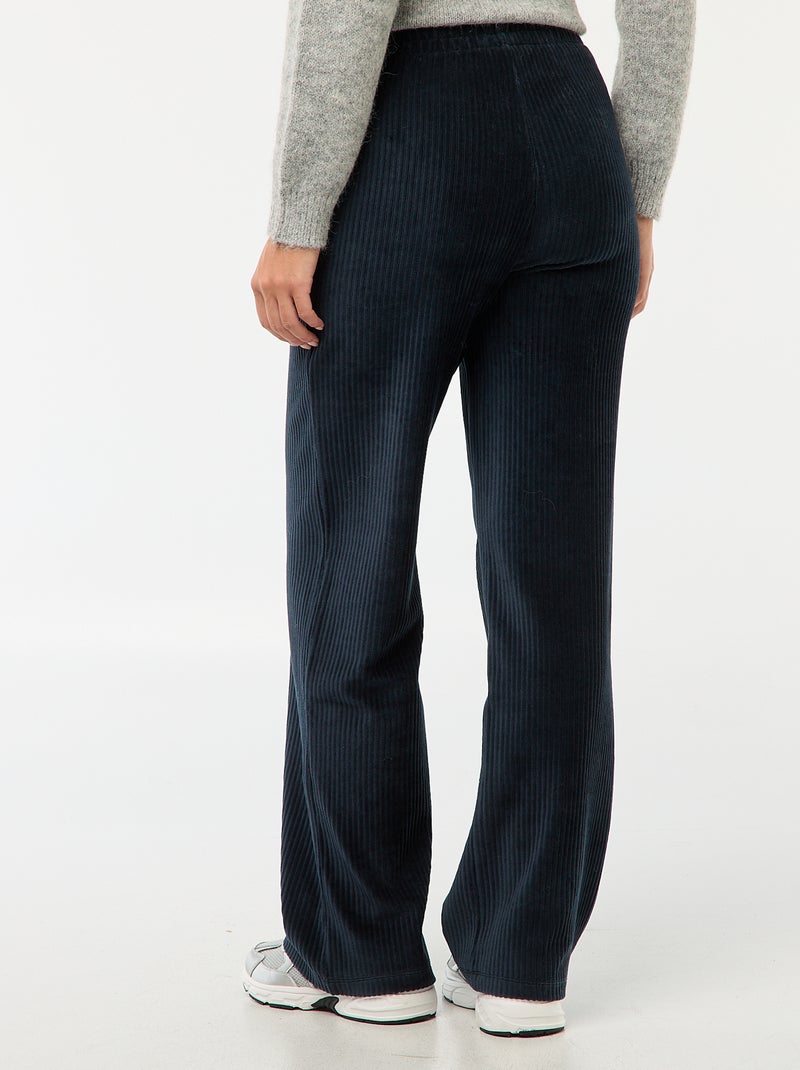 Pantalon large en velours côtelé Bleu marine - Kiabi