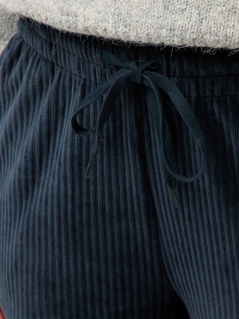 Pantalon large en velours côtelé Bleu marine - Kiabi
