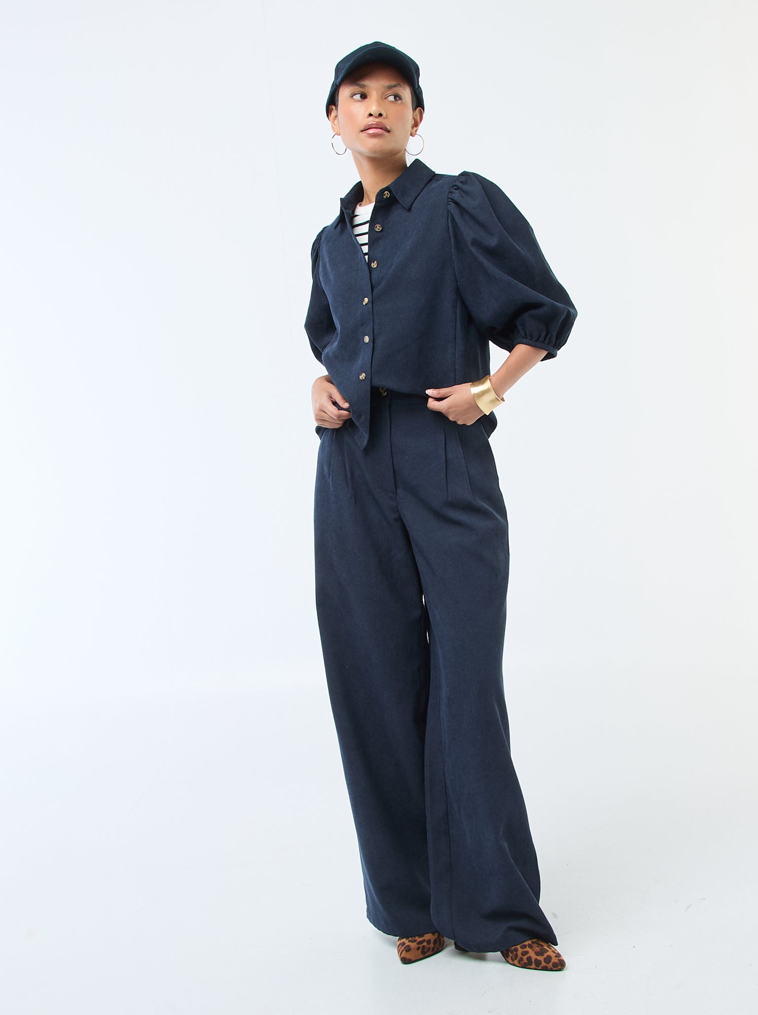 Pantalon large en velours côtelé