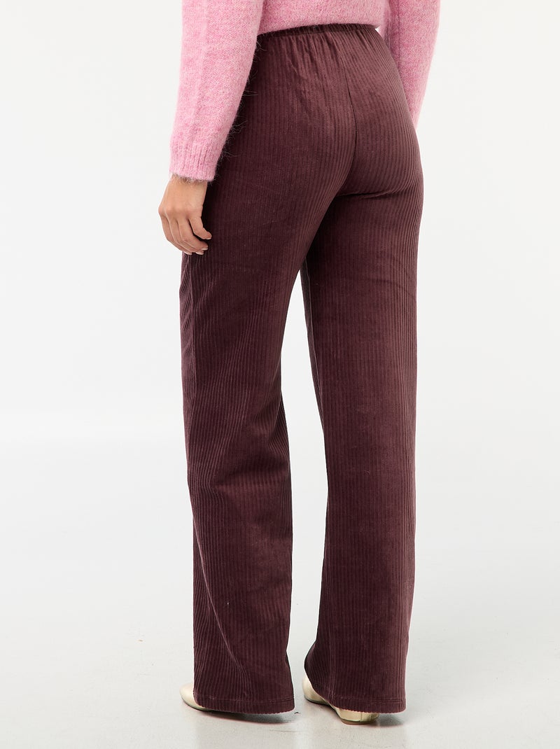 Pantalon large en velours côtelé Prune - Kiabi