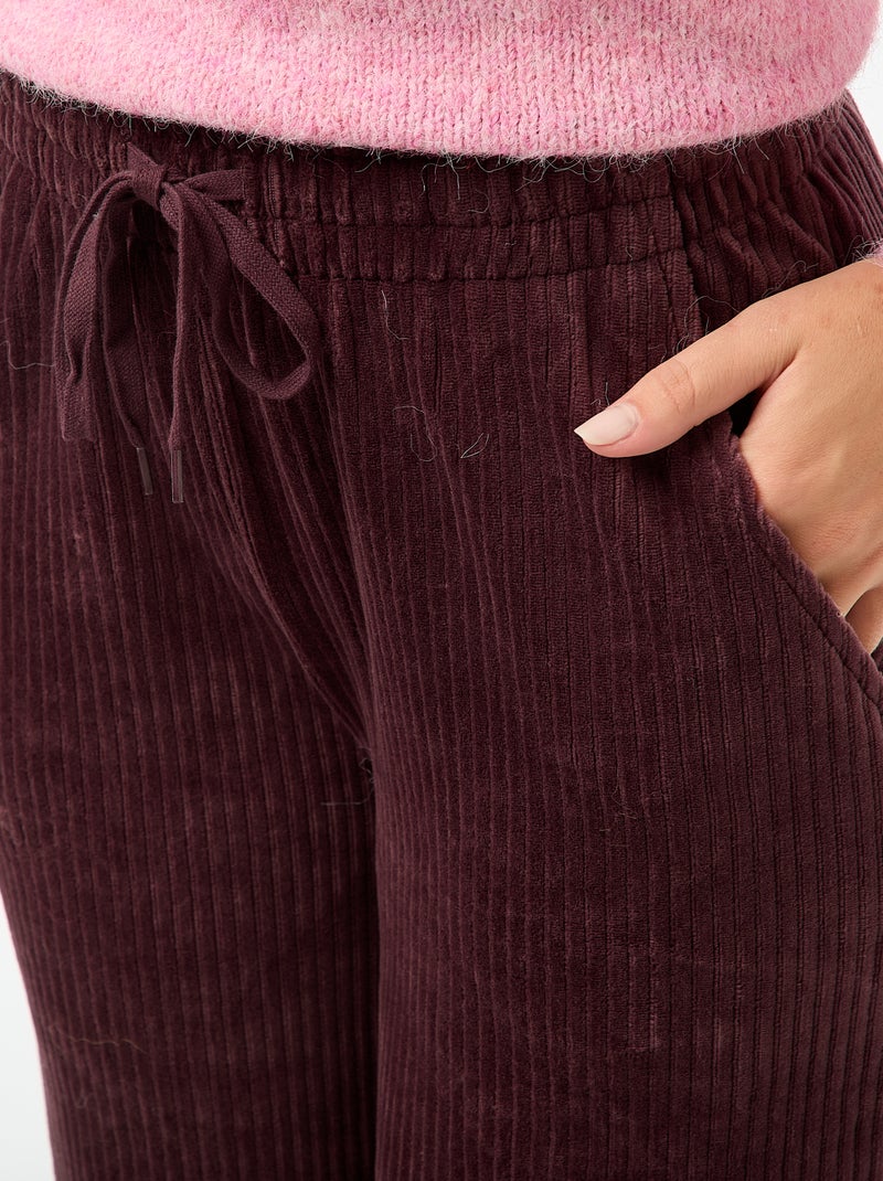 Pantalon large en velours côtelé Prune - Kiabi