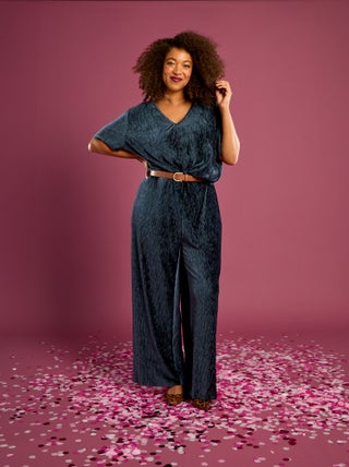 Pantalon large en velours côtelé uni