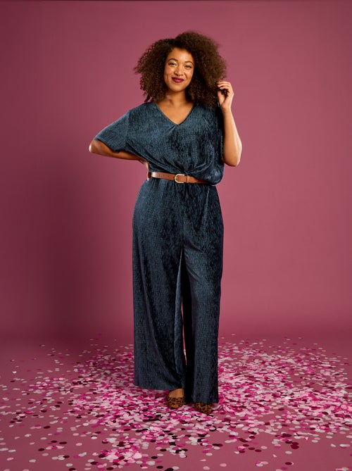 Pantalon large en velours côtelé uni - Kiabi