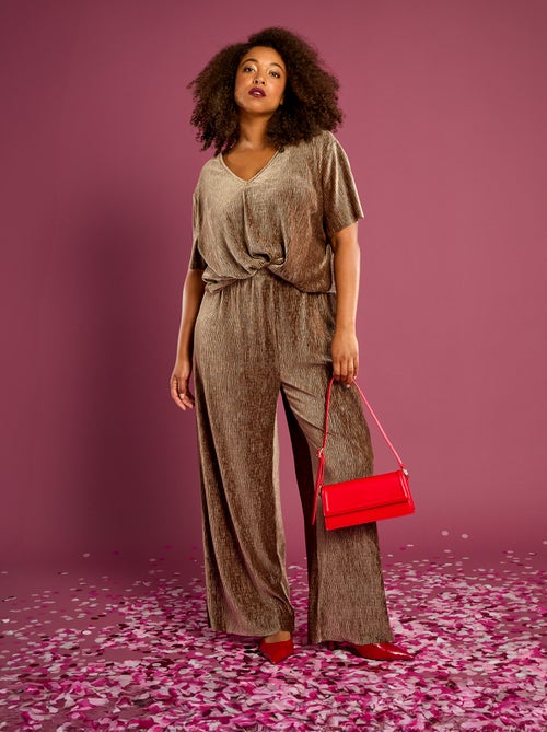 Pantalon large en velours côtelé uni - Kiabi