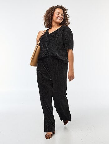 Pantalon large en velours côtelé uni