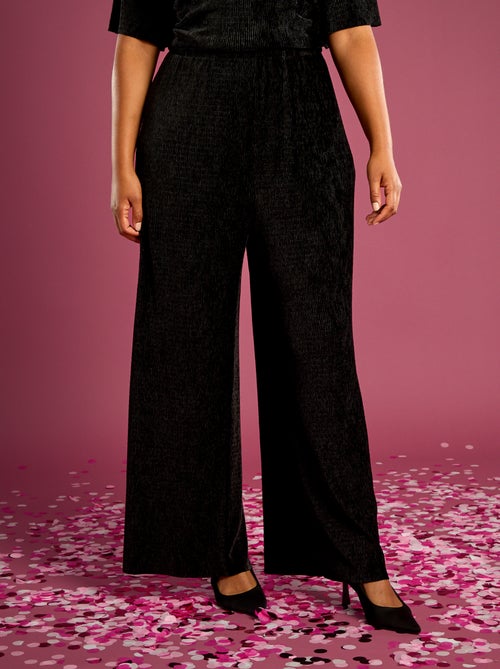 Pantalon large en velours côtelé uni - Kiabi