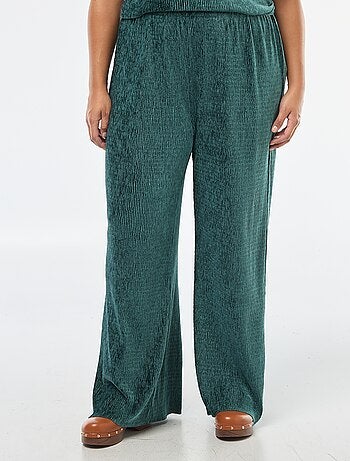 Pantalon large en velours côtelé uni