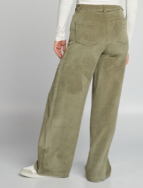 Pantalon large en velours - Vert