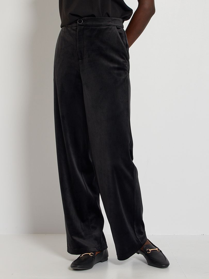 Pantalon Large Taille Haute en Jersey Denim, Femme Grande Taille