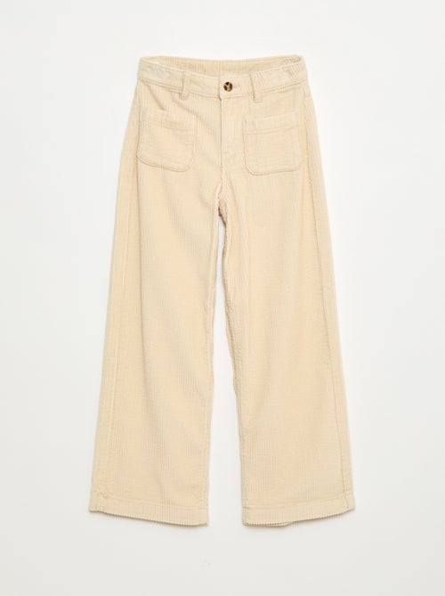 Pantalon large en velours uni - Kiabi