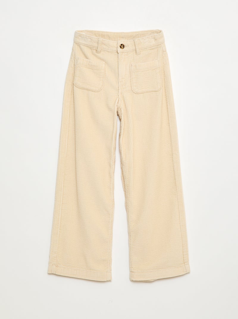 Pantalon large en velours uni Blanc - Kiabi