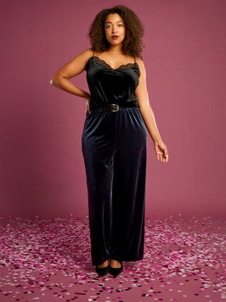 Pantalon large en velours uni