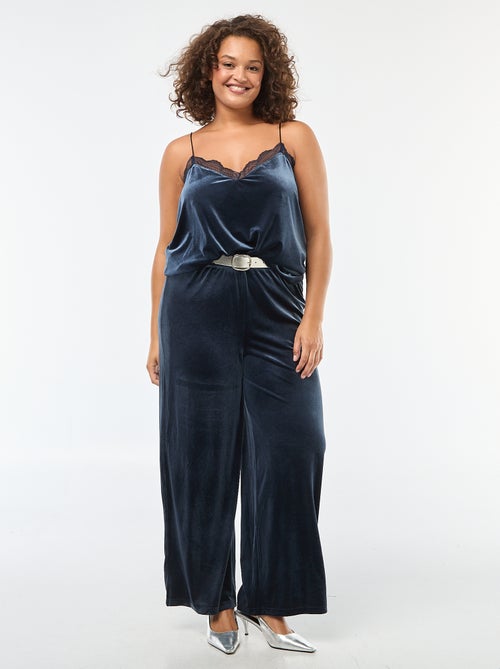 Pantalon large en velours uni - Kiabi