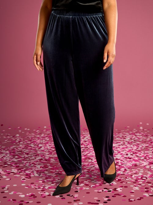 Pantalon large en velours uni - Kiabi
