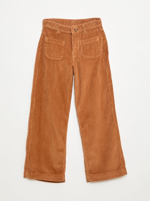 Pantalon large en velours uni - Kiabi